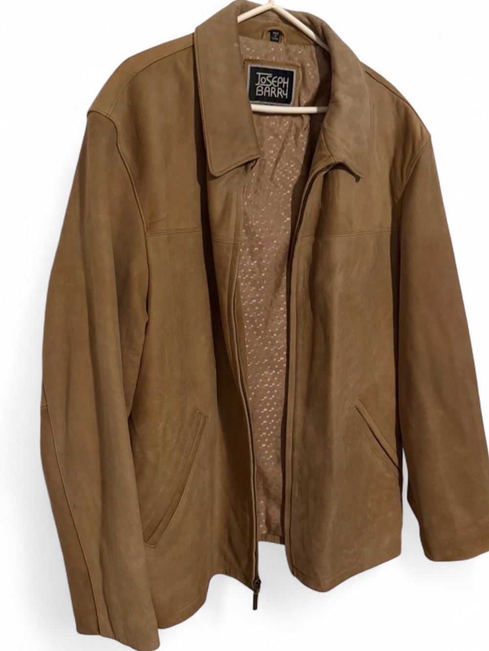 Joseph Barry Men’s XL Real NZ Lambskin Leather Jacket Tan Brown Zip Coat - Picture 2 of 10